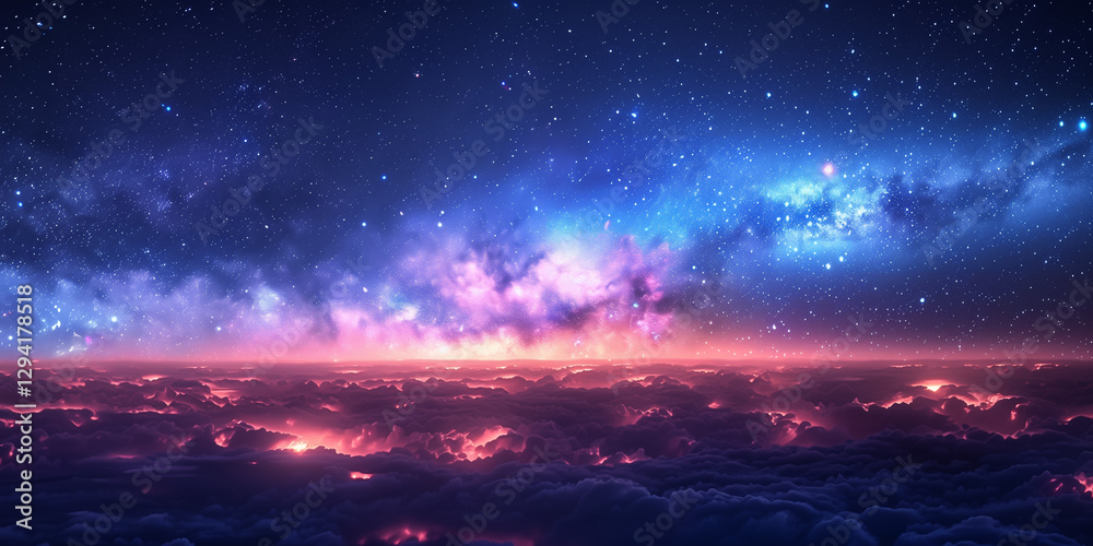 Fototapeta premium A stunning cosmic view showcasing vibrant stars and a colorful galaxy in deep space.