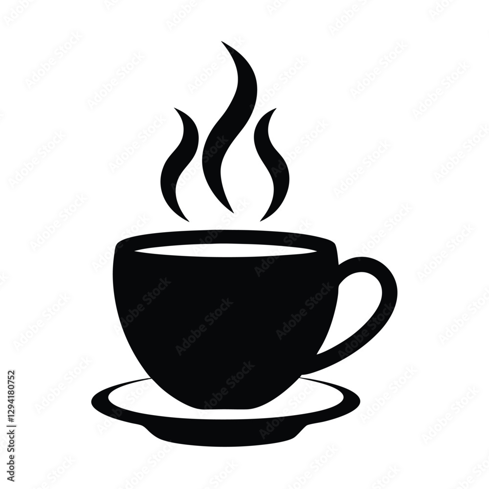 Inviting coffee cup silhouette with steam rising in cozy office setting Inviting coffee cup silhouette with steam rising in cozy office setting