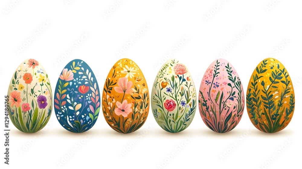 Collection of Easter eggs with intricate floral and abstract patterns, vibrant vector seamless design Collection of Easter eggs with intricate floral and abstract patterns, vibrant vector seamless design