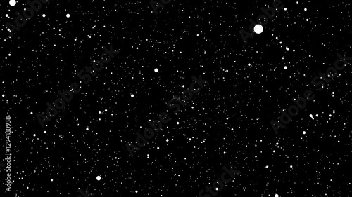 Black and White Starry Night Sky with Countless Tiny Stars, Scattered Dots Creating Depth and Vastness