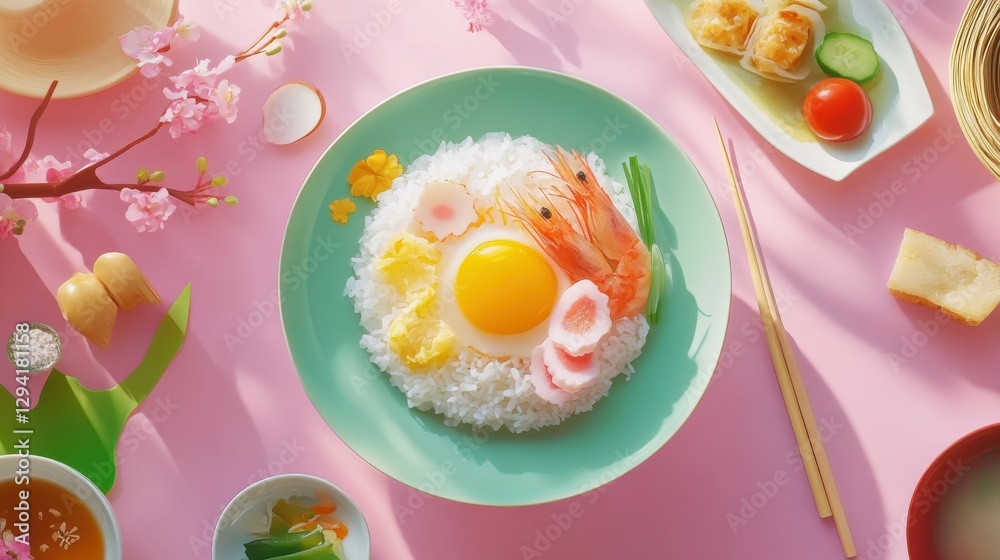 Assorted Thai Food in Vibrant Flat Lay Composition Assorted Thai Food in Vibrant Flat Lay Composition