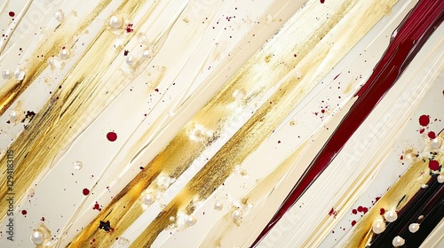 A striking array of ivory gold and pearl brush strokes forming diagonal lines