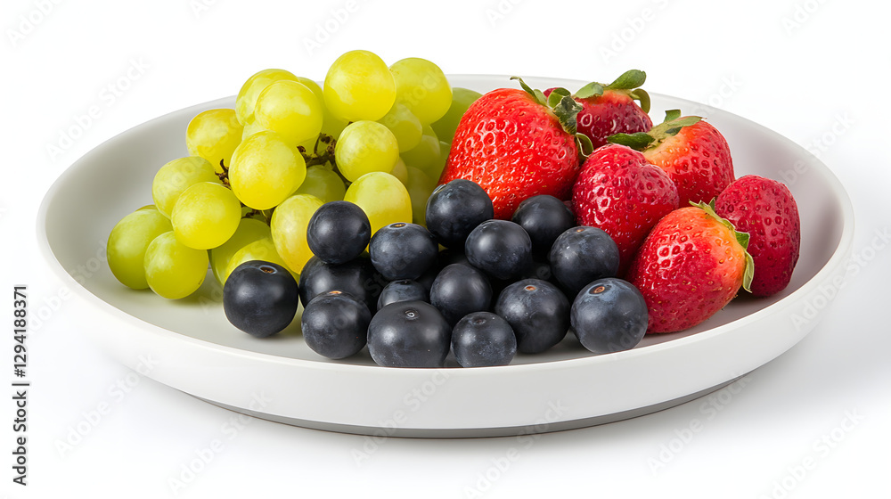 Assortment of Fresh Fruits and Berries on a White Plate
Assortment of Fresh Fruits and Berries on a White Plate
