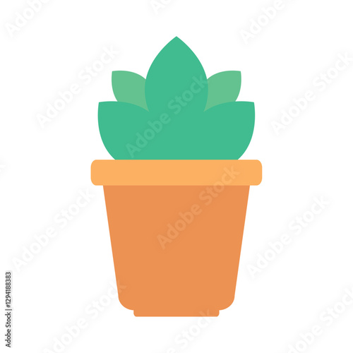 Flat vector illustration of a green succulent plant in a terracotta pot, ideal for eco-friendly design concepts, home decor graphics, indoor plant collections, or nature-inspired visuals