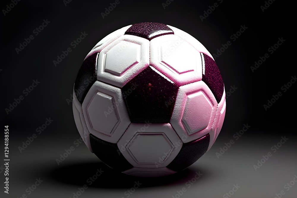 Fototapeta premium Close-up of a soccer ball with dark and light panels, studio shot