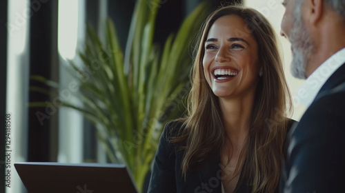 Woman a strong leader in the corporate world, inspires her team to work together, ensuring the happiness of every employee in the group. business, people, work, team, happy, employee, woman, group