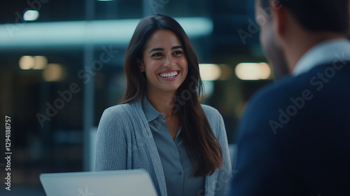 Woman a strong leader in the corporate world, inspires her team to work together, ensuring the happiness of every employee in the group. business, people, work, team, happy, employee, woman, group