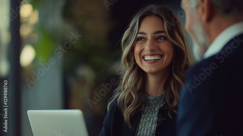 Woman a strong leader in the corporate world, inspires her team to work together, ensuring the happiness of every employee in the group. business, people, work, team, happy, employee, woman, group