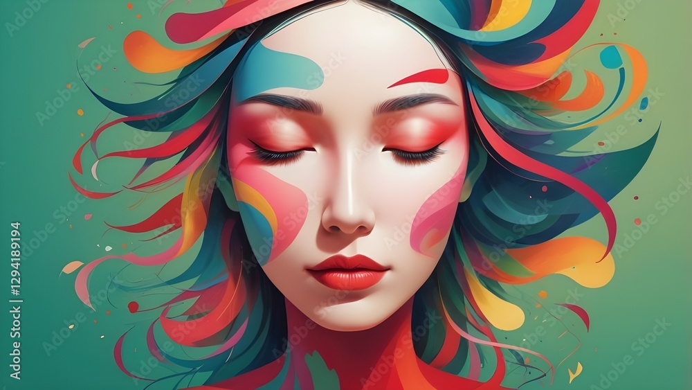 Modern Abstract Face Art with Bold Colors Modern Abstract Face Art with Bold Colors