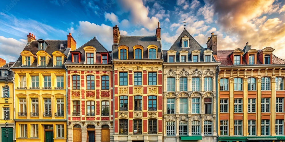 Fototapeta premium Minimalist Lille, France: Charming Cityscape Architecture