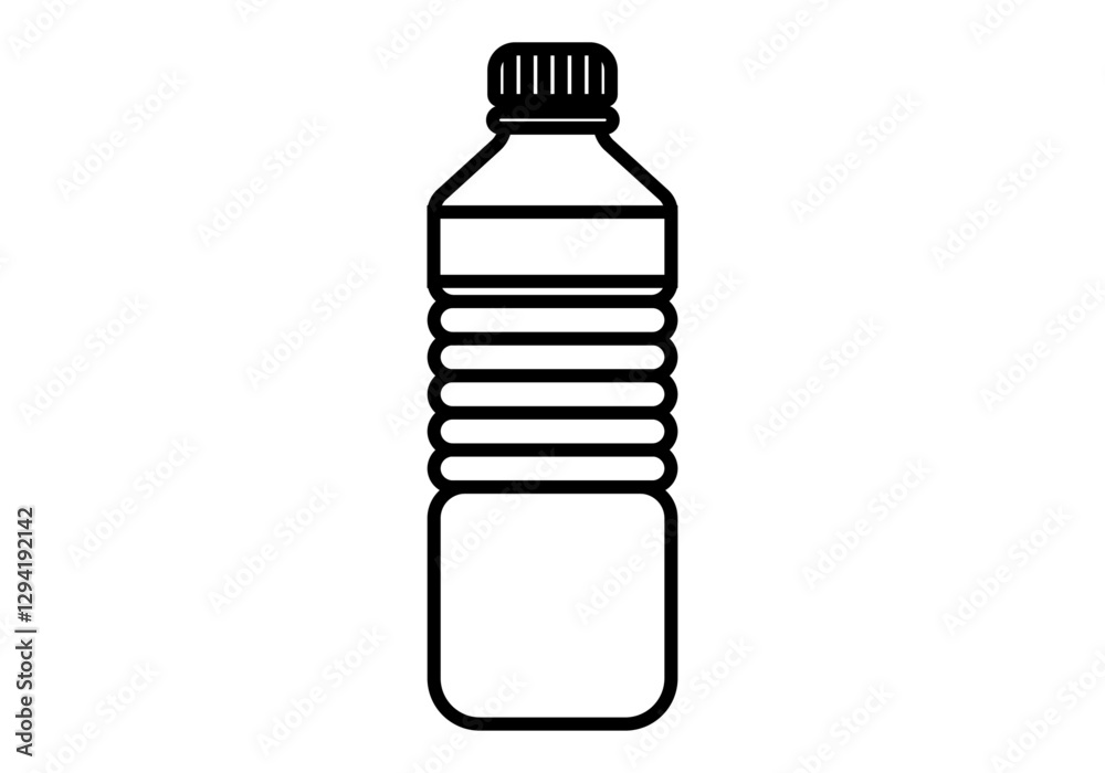Icono negro de botella de plástico en fondo blanco