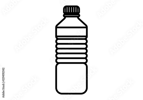 Icono negro de botella de plástico en fondo blanco
