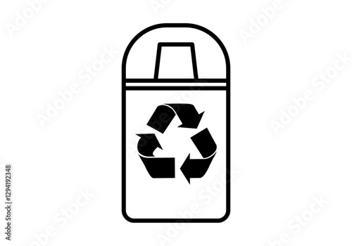 Icono negro de papelera con símbolo de reciclaje 