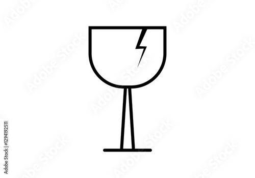 Icono negro de copa con grieta de objeto frágil 