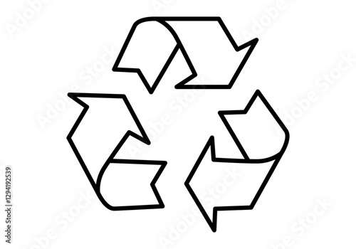 Icono negro de símbolo de reciclaje en fondo blanco