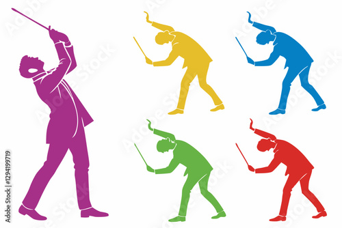 set of Music Conductor silhouette vector illustration