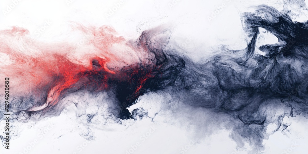 Swirls of red and black ink create a dramatic abstract texture on a white background Swirls of red and black ink create a dramatic abstract texture on a white background