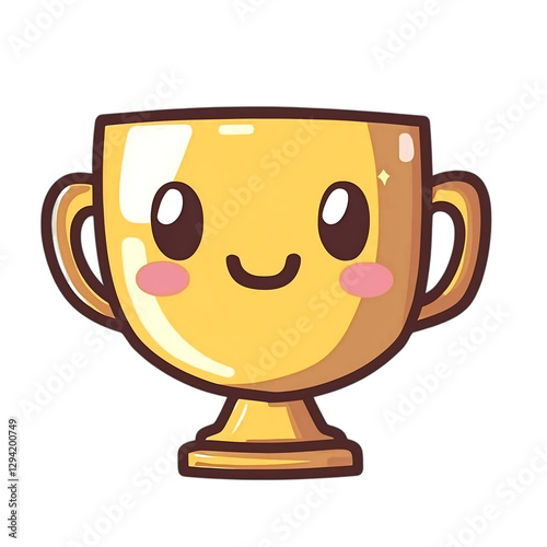 Cute Golden Trophy ,transparent background