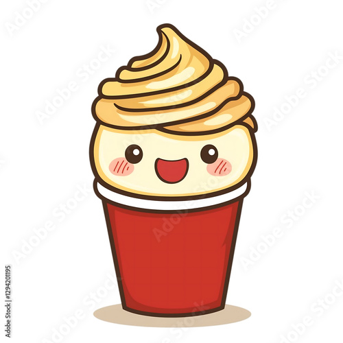 Cute ice cream in a cup ,transparent background