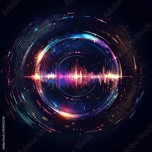 A dynamic circular audio equalizer with radiating sound waves