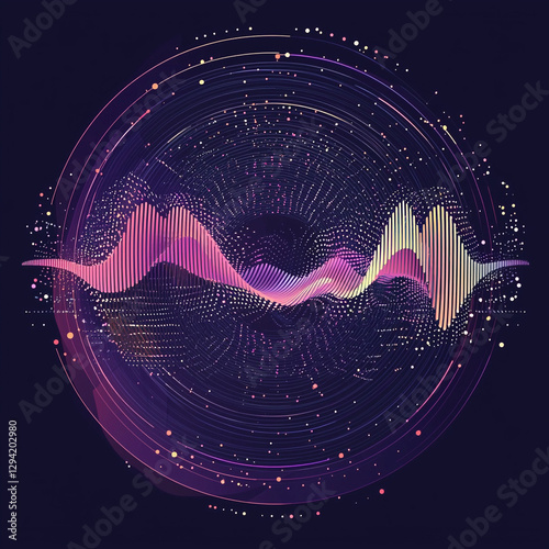 Obraz na płótnie A dynamic circular audio equalizer with radiating sound waves w salonie