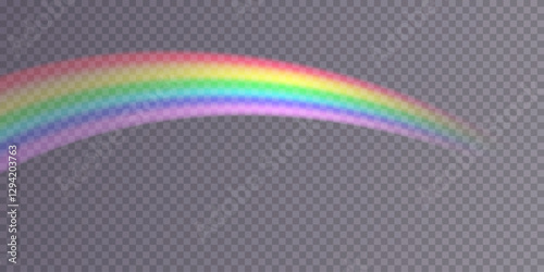 A delicate, curved rainbow with a smooth pastel gradient on a transparent backdrop. The soft glow effect gives a mystical, airy touch, ideal for overlays, digital projects, and light, dreamy visuals.