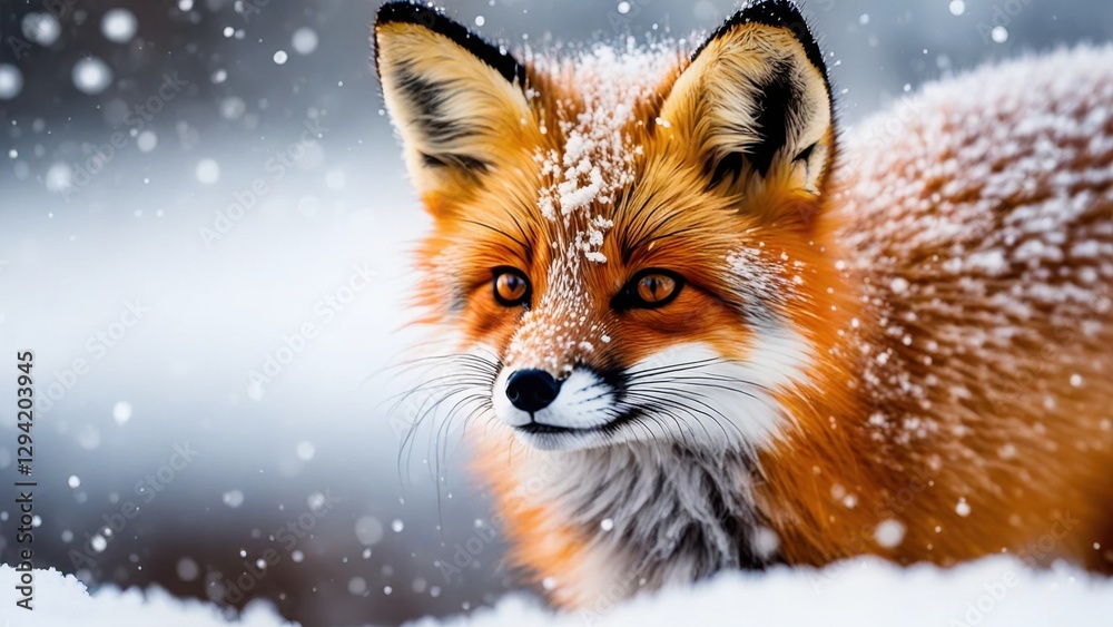 Obraz premium Fox in snowy landscape winter wonderland wildlife photography cold environment close-up nature beauty