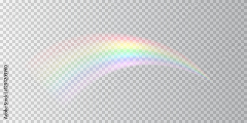 Soft, glowing rainbow arc on a transparent background. The pastel gradient blends smoothly, creating a dreamy, magical effect perfect for creative designs, digital art, or fantasy-inspired composition