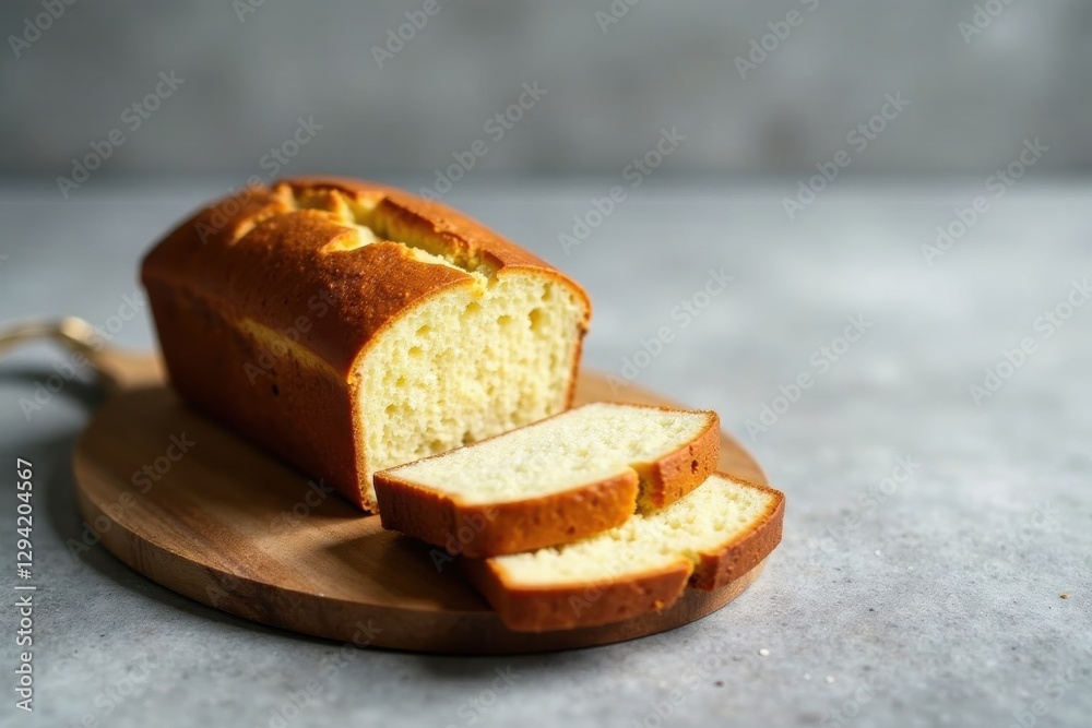 Golden-crusted loaf of freshly baked bread, artfully sliced on a rustic wooden board, ready to be enjoyed Golden-crusted loaf of freshly baked bread, artfully sliced on a rustic wooden board, ready to be enjoyed