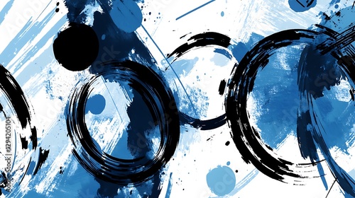 Abstract painting, circles, splashes, background, design, print, web element photo