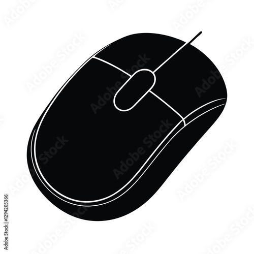 Sleek wireless computer mouse silhouette enhancing modern office work efficiency in white