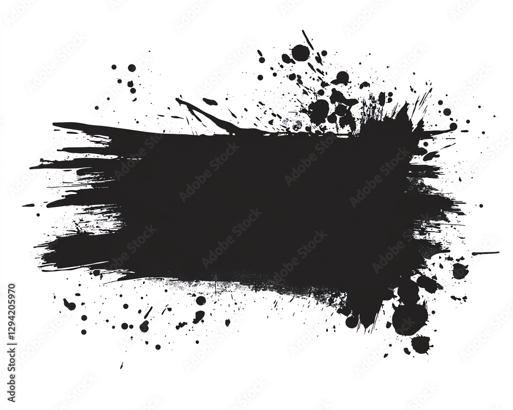 Fototapeta premium Ink brush strokes, grunge paint frame, torn paper effect, watercolor splash, dirty texture, black silhouette, vector design element, abstract frame, banner clip art