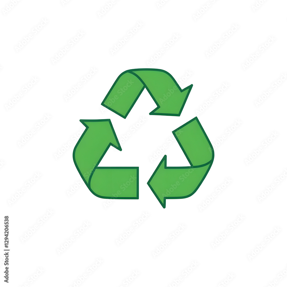 Green recycling symbol on a clean white background, isolated for eco-friendly designs Green recycling symbol on a clean white background, isolated for eco-friendly designs