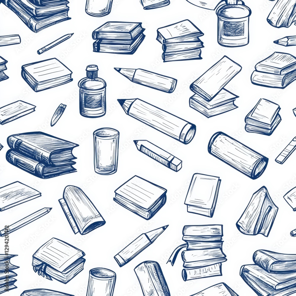 School Supplies Seamless Pattern Background School Supplies Seamless Pattern Background