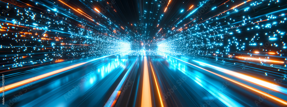 Neon Light Speed Highway with Cyber Glow Neon Light Speed Highway with Cyber Glow