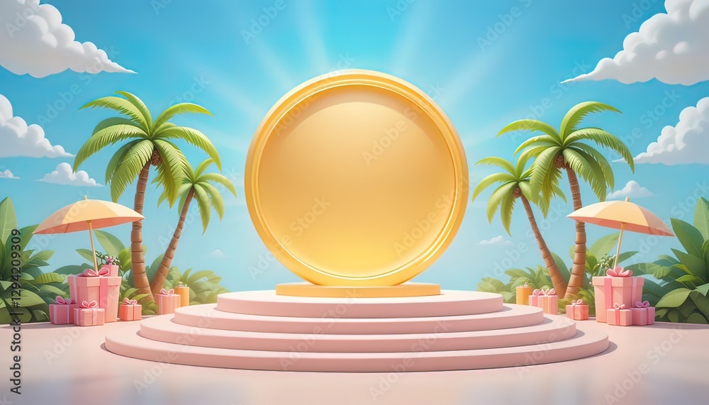 Fototapeta premium Tropical Stage Spotlight: Summer Vibes & Luxury Presentation