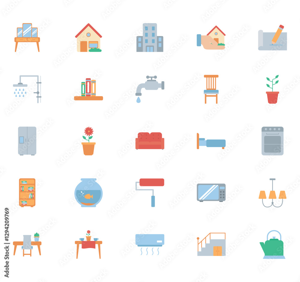 Vector icon set of household utensils on white background Vector icon set of household utensils on white background