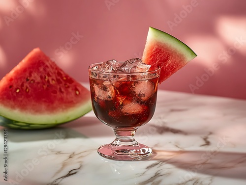 Iced Watermelon Drink on Marble
