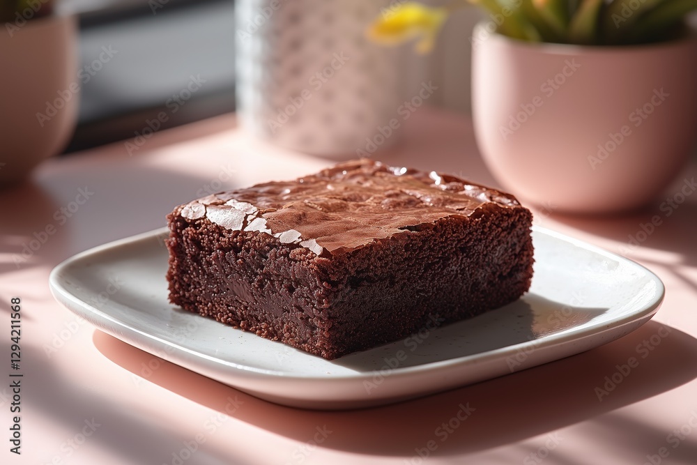 a hazelnut brownie, indoor studio photoshoot, strobe lights, harsh shadow, photorealistic details, clean decoration, clean background, pastel color backdrop a hazelnut brownie, indoor studio photoshoot, strobe lights, harsh shadow, photorealistic details, clean decoration, clean background, pastel color backdrop