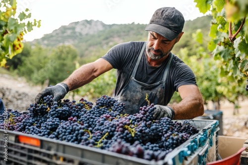 Grenache Harvest: Red Grape Picking at Priorat Vinery in Spain