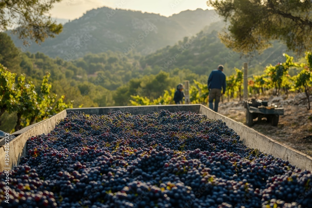 Fototapeta premium Grenache Harvest: Vintage Season in Priorat Wine Region, Spain