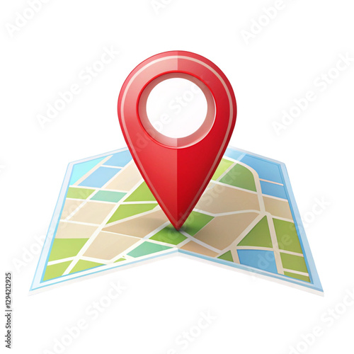 Map with location icon isolated on transparent background  
