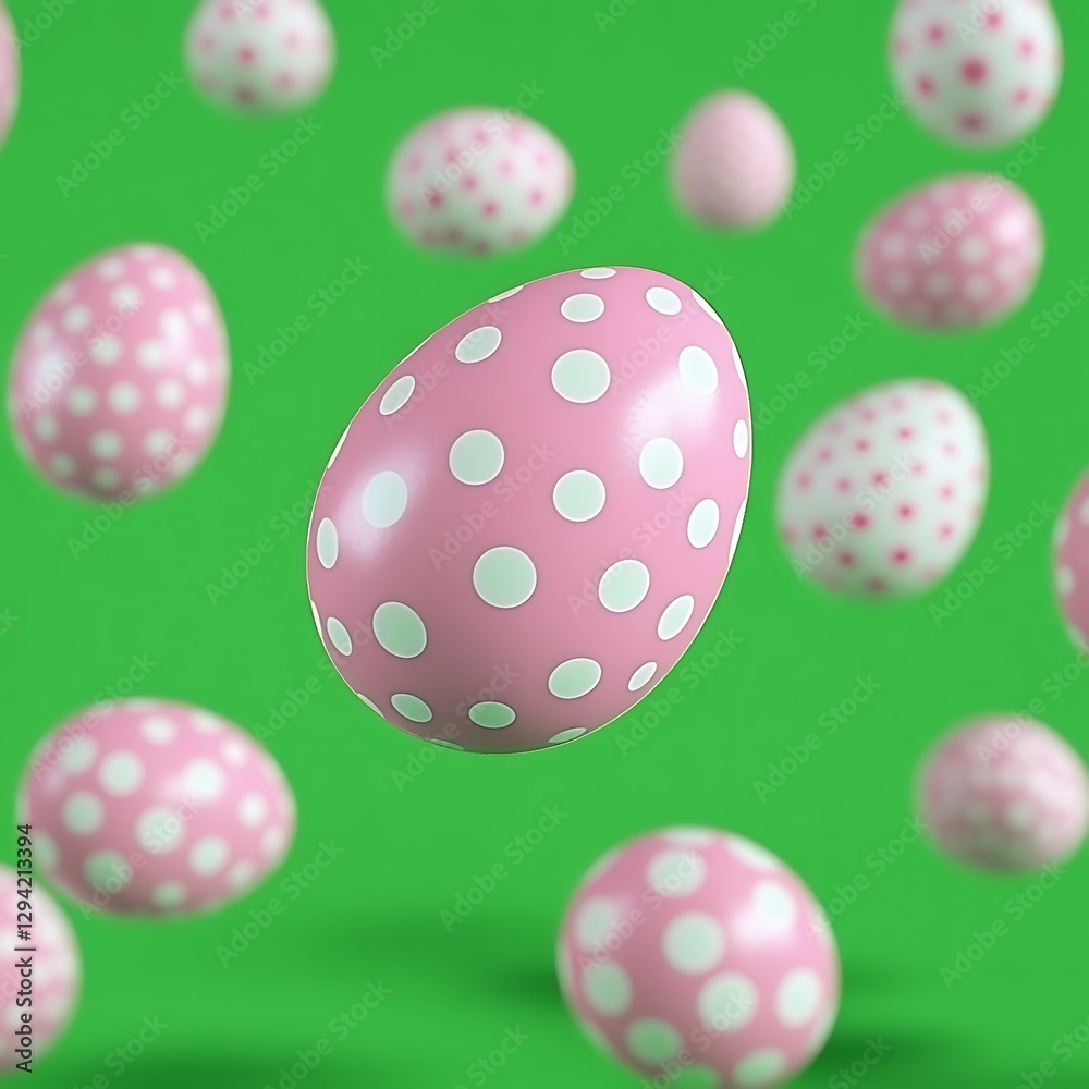 Easter eggs with pink shells and white polka dots Easter eggs with pink shells and white polka dots