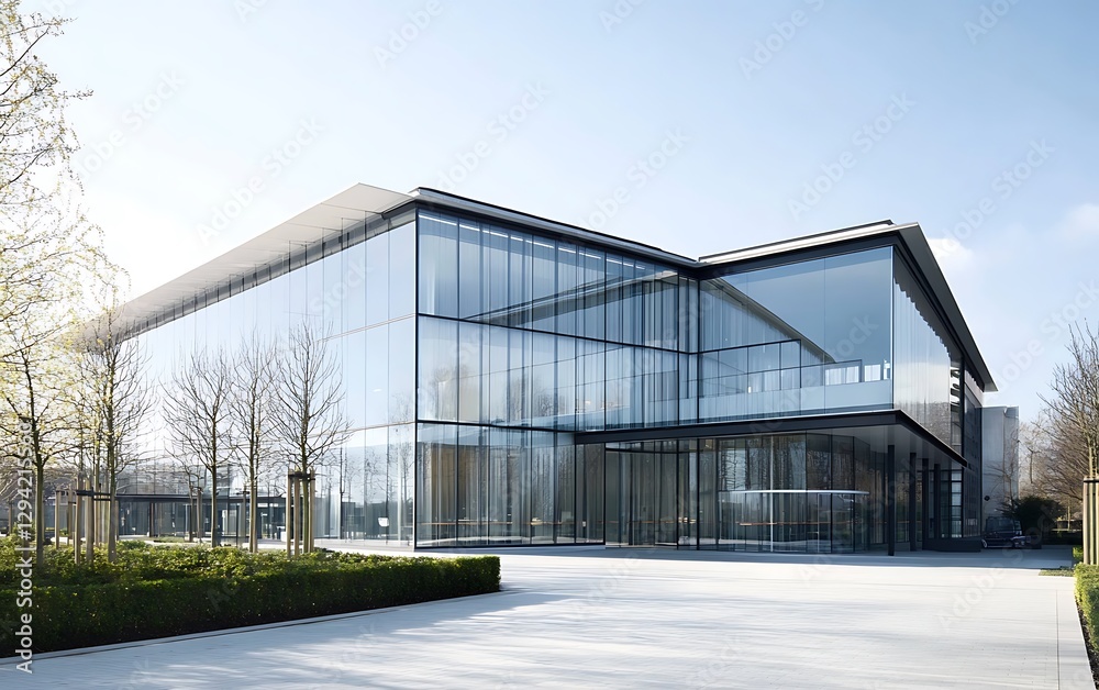 Modern glass office building exterior on a sunny day. Possible stock photo use