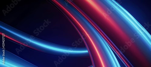 Vibrant neon light tubes in motion with dynamic red and blue glow
