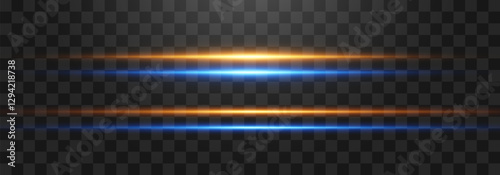 Abstract lights lines, vector laser beams on png. Glowing streaks on dark background. Luminous neon lines isolated on trasparent backgound.