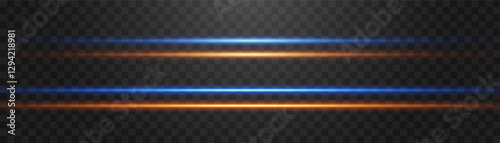 Abstract lights lines, vector laser beams on png. Glowing streaks on dark background. Luminous neon lines isolated on trasparent backgound.