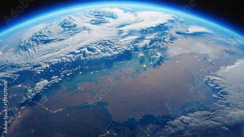 Blue Earth with Glowing Atmosphere