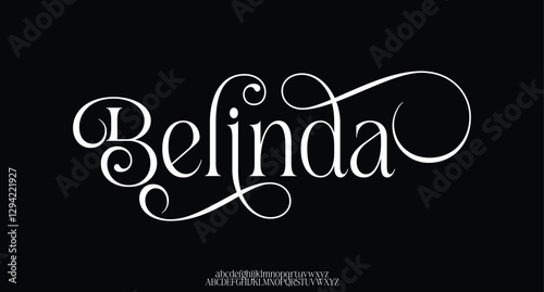 Belinda, premium luxury elegant alphabet letters and numbers. Vintage wedding typography classic serif font decorative vintage retro. creative vector illustration