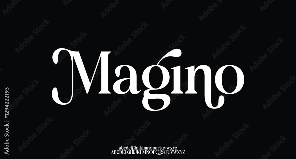 Magino, premium luxury elegant alphabet letters and numbers. Vintage wedding typography classic serif font decorative vintage retro. creative vector illustration Magino, premium luxury elegant alphabet letters and numbers. Vintage wedding typography classic serif font decorative vintage retro. creative vector illustration